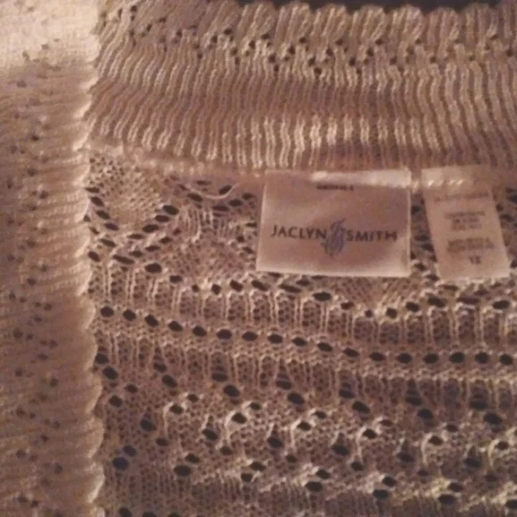 JACLyn Smith sweater Open front Pointelle knit shrug 1X white Y2K style - Picture 2 of 10